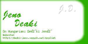 jeno deaki business card